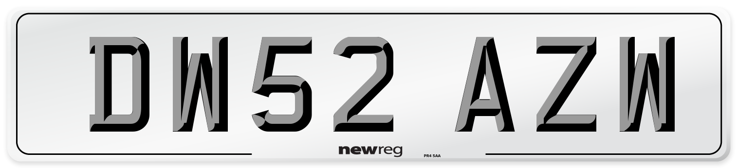 DW52 AZW Number Plate from New Reg